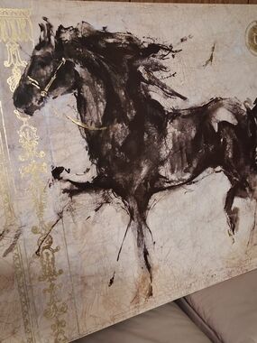 Gold Accent Black Horse Wall Art Print